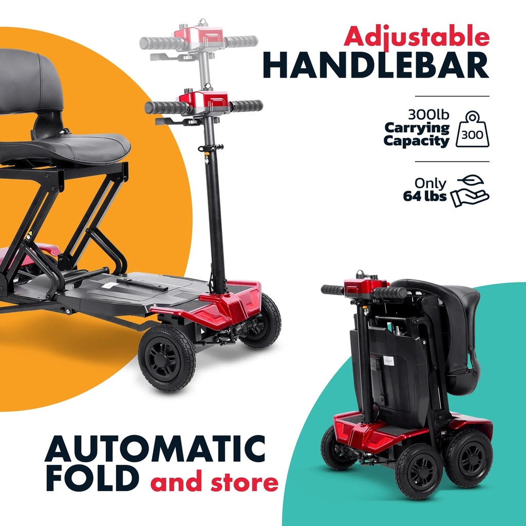 7MD High Performance Four Wheel Electric Automatic Folding Mobility Scooter for Disable Persons with Remote Control