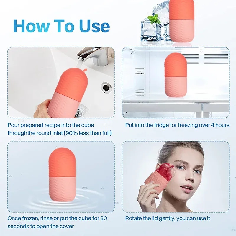 Silicone Ice Face Roller Ball Massager Pore Shrinking Edema Relief Acne Reduction Fine Line Removal Cold Therapy Beauty Tool