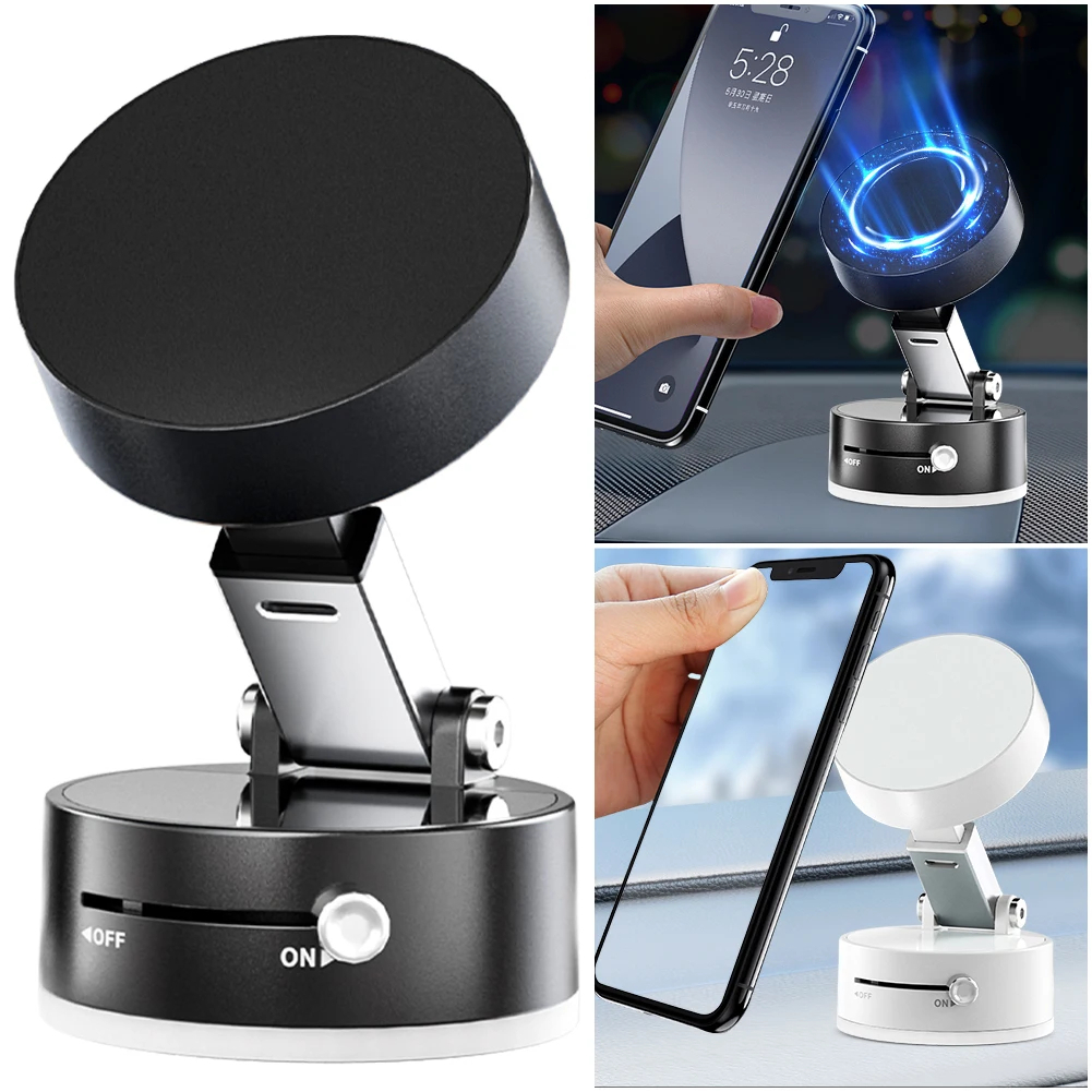 Vacuum Suction Phone Holder Dual Sided Magnetic Mount Compact Design Stable Suction for Cars Desks & More |A2|
