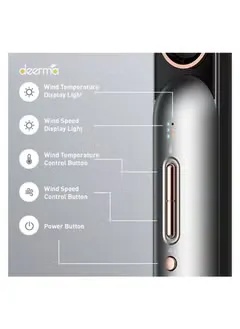 Deerma High Wind Speed Hair Dryer Ionic Technology Columnar Design 200 Million Negative Ion Hair Care 60° Magnetic Suction Wind Nozzle and 12 Dry Mode |DEM-CF35W|