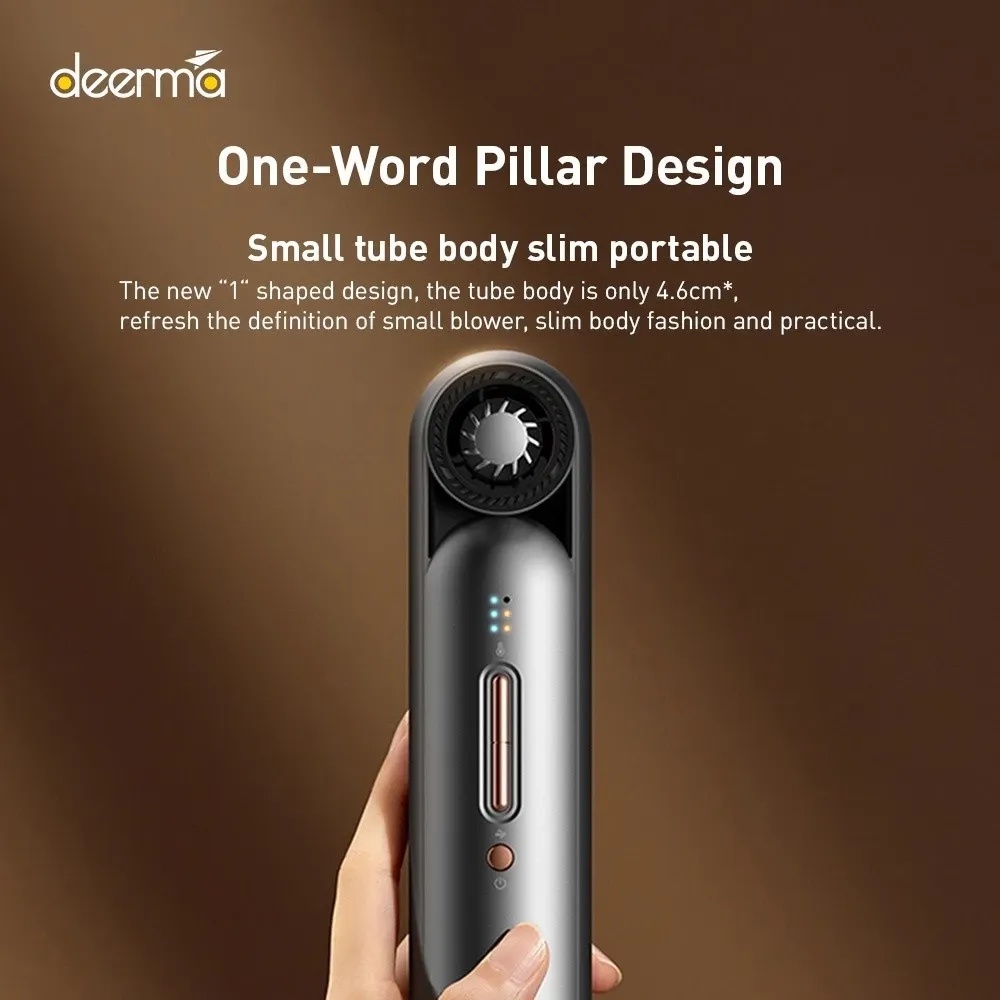 Deerma High Wind Speed Hair Dryer Ionic Technology Columnar Design 200 Million Negative Ion Hair Care 60° Magnetic Suction Wind Nozzle and 12 Dry Mode |DEM-CF35W|