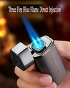 7MD Premium Cigar Torch Lighter Triple Adjustable Jet Flame Rechargeable & Windproof