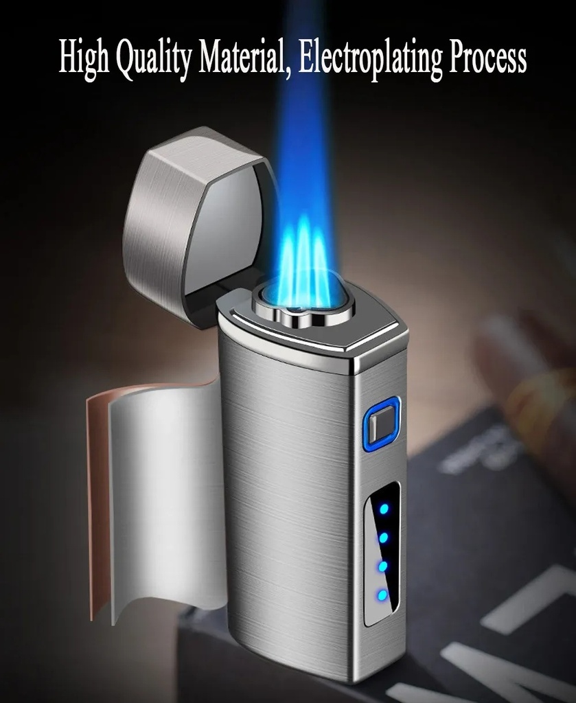 7MD Premium Cigar Torch Lighter Triple Adjustable Jet Flame Rechargeable & Windproof