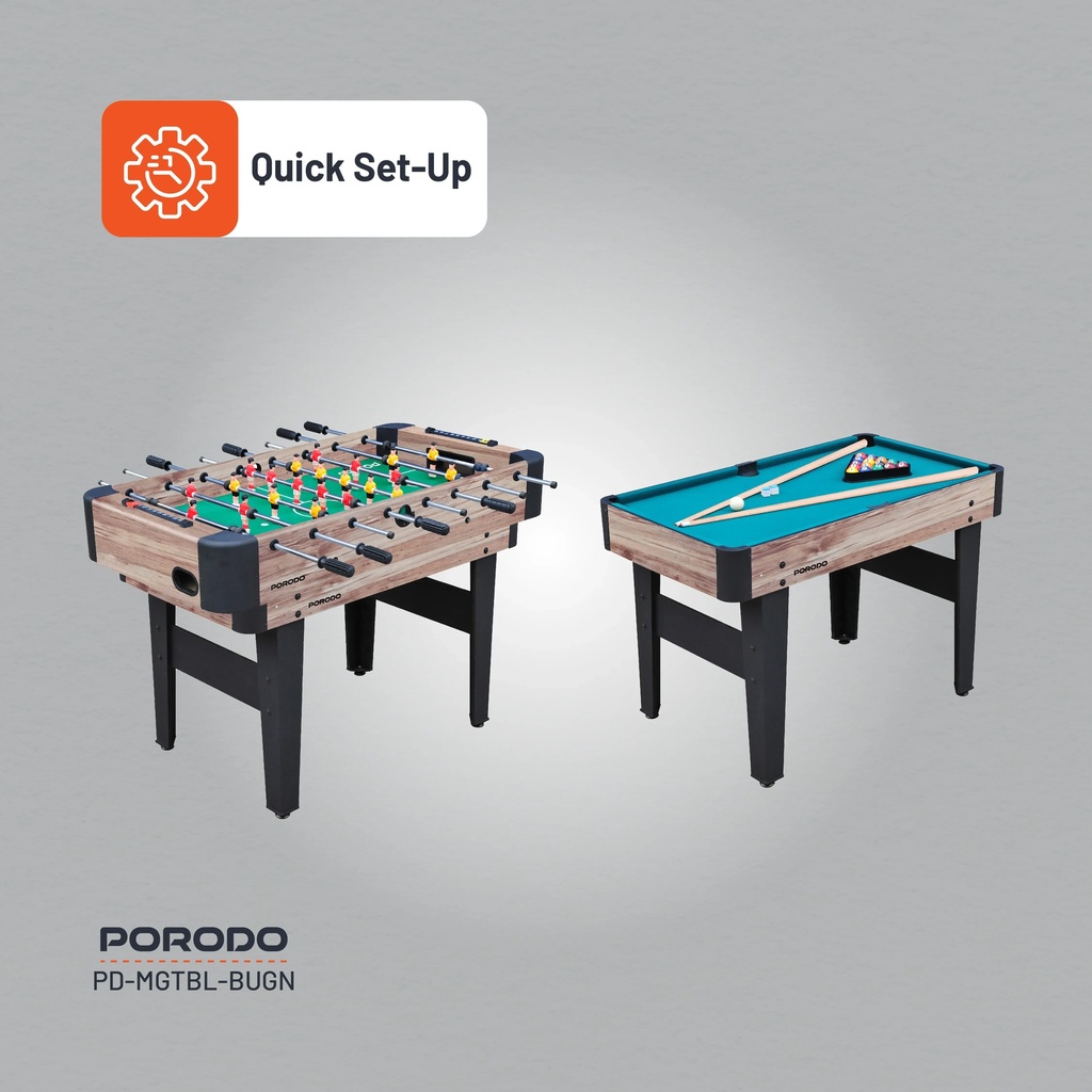 Porodo Lifestyle Multi Game Table Foosball Billiards  Hockey & Table Tennis in One Quick Set Up and Easy Transition | PD-MGTBL-BUGN|