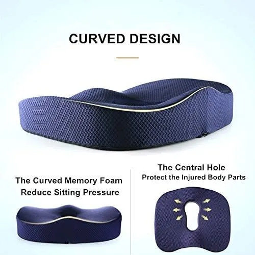 7MD Seat Cushion Tailbone Support Premium Memory Foam Ergonomic Portable & Non Slip Comfort |7MD2494|