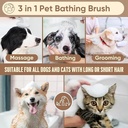 PET Bath Massage Brush 3 in 1 Multifunctional Silicone Grooming Tool with Massage Deep Cleaning & Shampoo Dispenser
