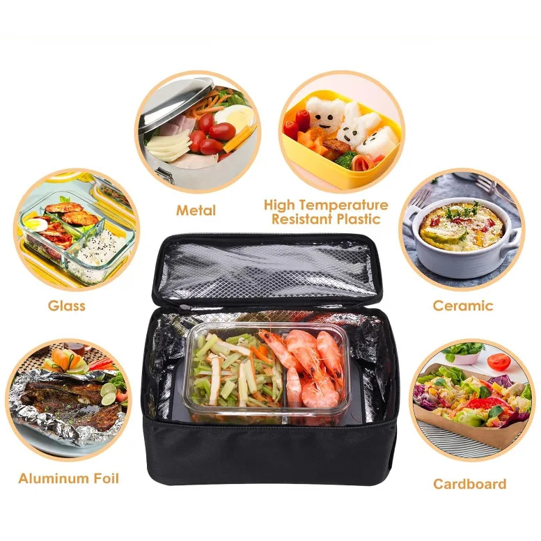 Electric Lunch Box Microwave Portable Oven Fast Heating 3 in 1 Power Cables Premium Aluminum Liner for Home Office & Travel |ABY-322|