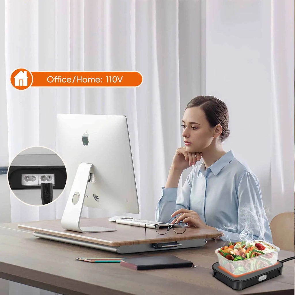 Electric Lunch Box Microwave Portable Oven Fast Heating 3 in 1 Power Cables Premium Aluminum Liner for Home Office & Travel |ABY-322|