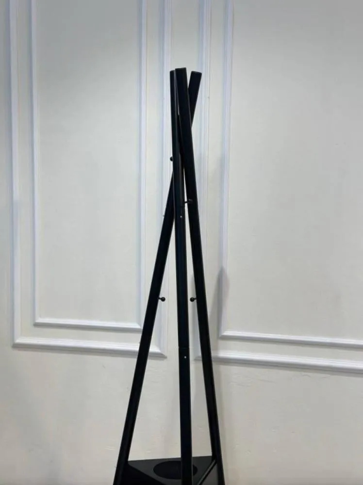 Premium Stylish Clothing Rack Freestanding Clothes & Coat Rack with 6 Hooks 2 Triangular Shelves & Black Incense Burner