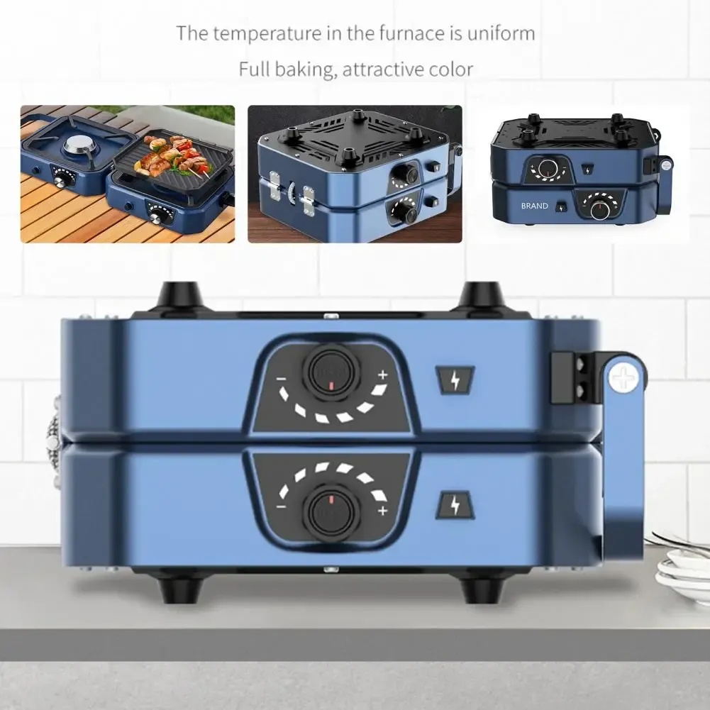 Foldable Dual Burner Portable Camping Gas Stove Easy to Clean  6100 TUs/hr Power Piezo Ignition & Stainless Steel Design Stove |LS-127|