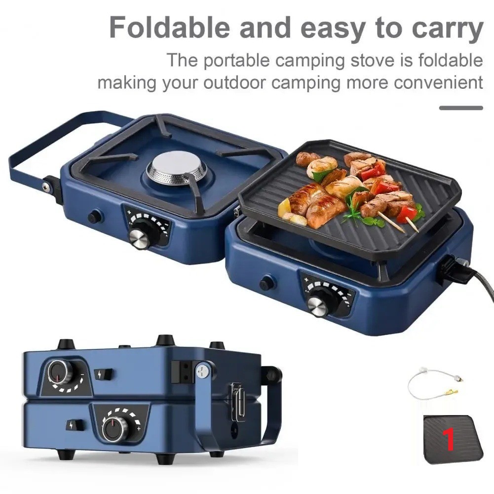 Foldable Dual Burner Portable Camping Gas Stove Easy to Clean  6100 TUs/hr Power Piezo Ignition & Stainless Steel Design Stove |LS-127|