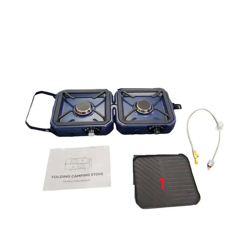 Foldable Dual Burner Portable Camping Gas Stove Easy to Clean  6100 TUs/hr Power Piezo Ignition & Stainless Steel Design Stove |LS-127|