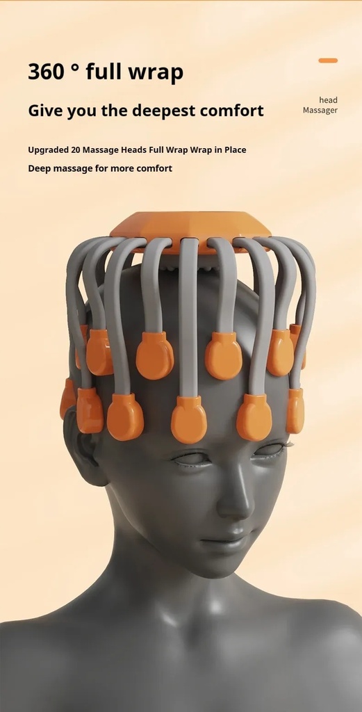 7MD Octopus Head Massager 20 Point Multi Frequency Vibration 5 Massage Modes Wireless Portable & Ergonomic Design