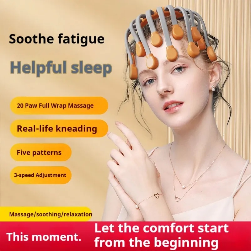7MD Octopus Head Massager 20 Point Multi Frequency Vibration 5 Massage Modes Wireless Portable & Ergonomic Design
