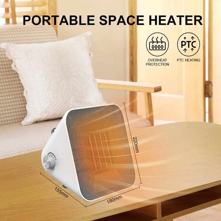 Winning Star Portable Space Heater 1500W Wire Heating Element Overheat Protection ABS Plastic & Iron Build Lightweight Desktop Heater