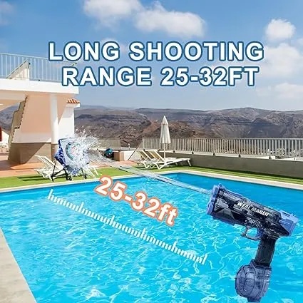 WEAL MAKER Electric Water Gun 26 to 39 ft Long Range 1200mAh Battery Extra Large Reservoir Waterproof & Durable - Blue |W555|