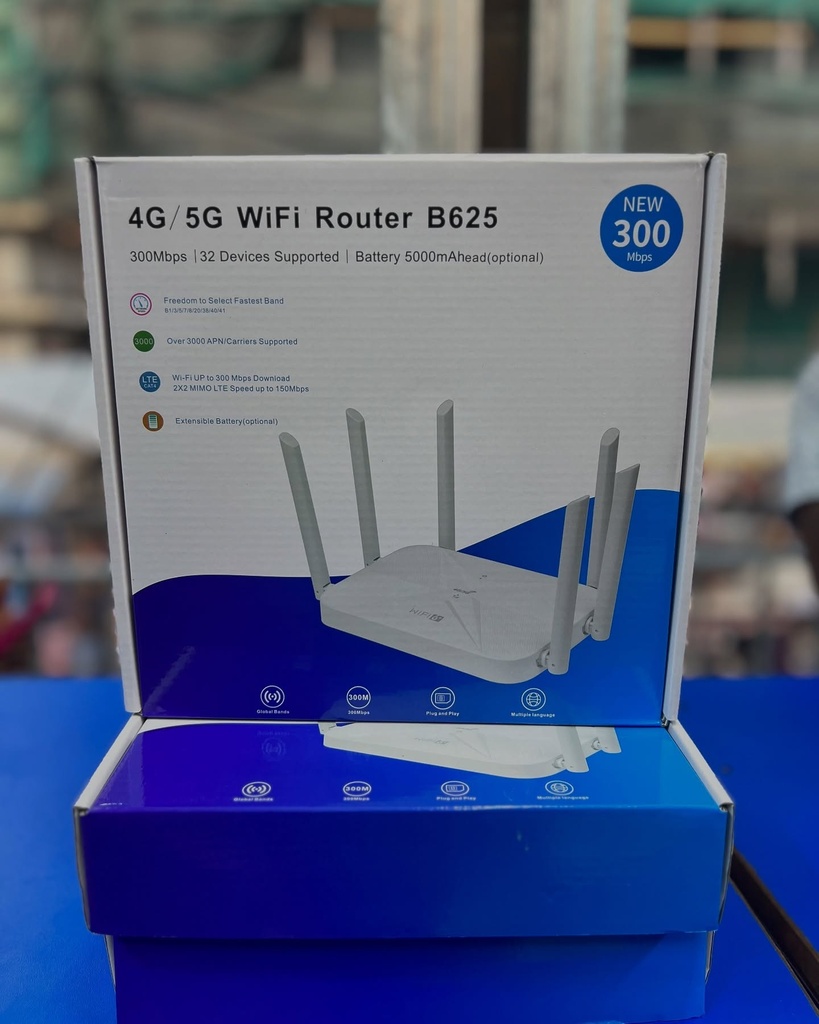 WiFi 6+ 4G/5G Plug & Play WiFi Router 300 Mbps 4G/5G Dual Band Supports 32 Devices 6 External Antennas  |B625|