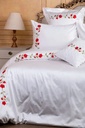 Glinens Red Love Flower Egyptian Cotton Bed Set 100% Sateen 600 Thread Count Embroidered Duvet Cover Set Durable & Soft Touch Comfort