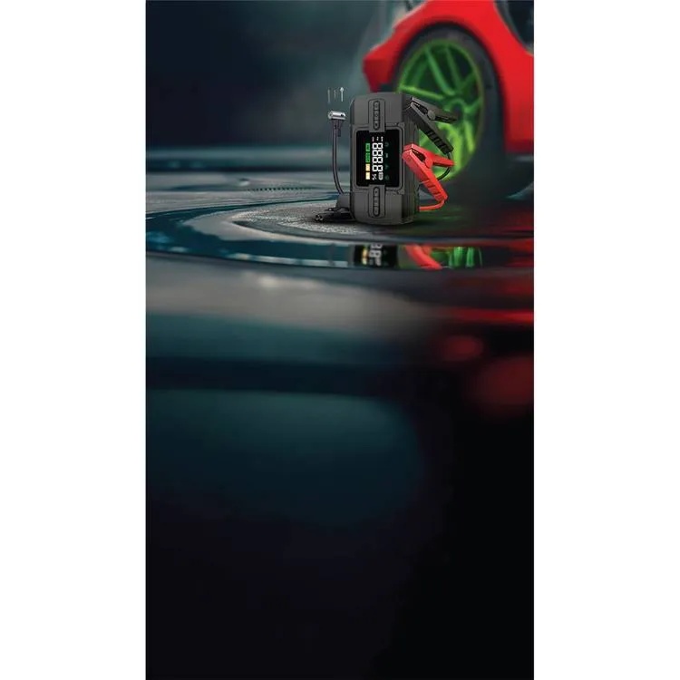 Green Lion 12V Jump Starter 150 PSI Pump Pressure 12000mAh Power Bank Air Compressor Digital Display & Flashlight |GJSO5||GN12VJUSTBK|