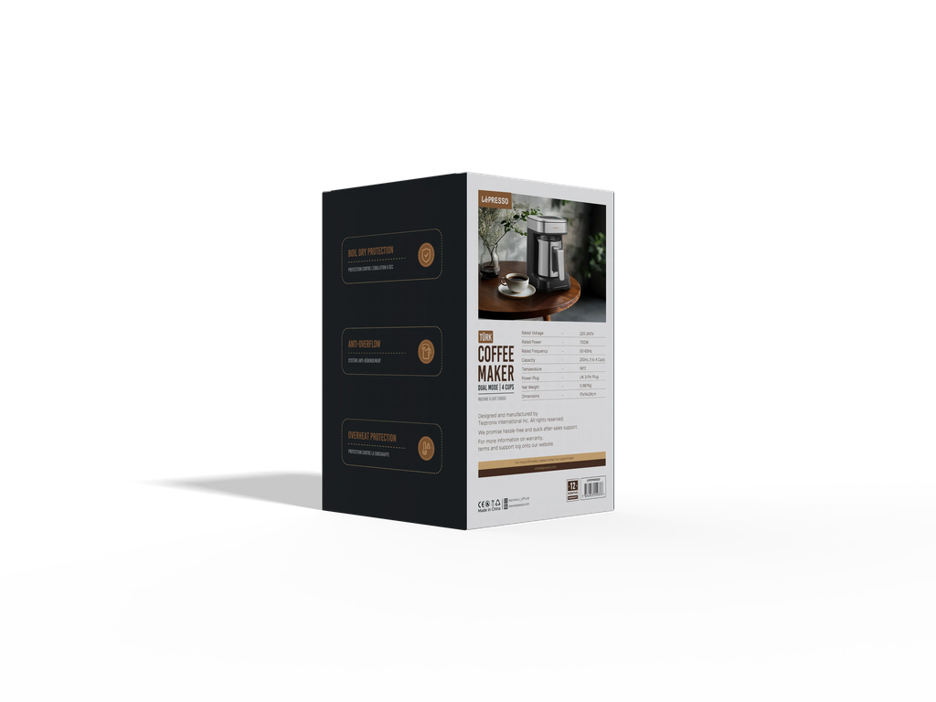 LePresso Türk Coffee Maker Dual Mode 4 Cup 250ML Capacity Stainless Steel Mug 3 Minute Brewing Anti Overflow & Over Heat Protection |LP025||LPCFFM0025|