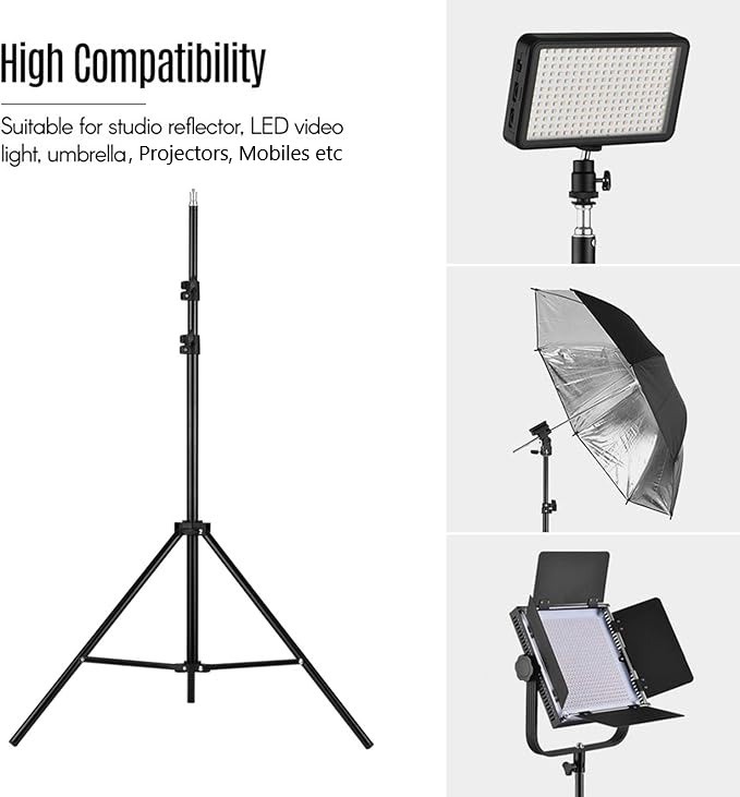Height Adjustable Tripod Stand Ultra Sturdy Aluminum Stand for Mobiles Lights and Projectors Foldable & Portable