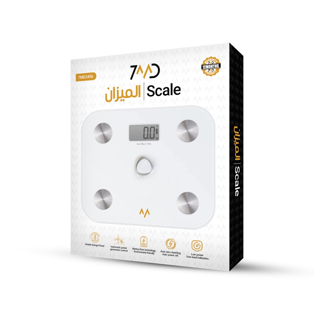 7MD Scale Smart Digital Scale with 180kg Capacity BMI & Body Composition Analyzer Bluetooth 4.0 Connectivity with AirScale App |7MD2456|