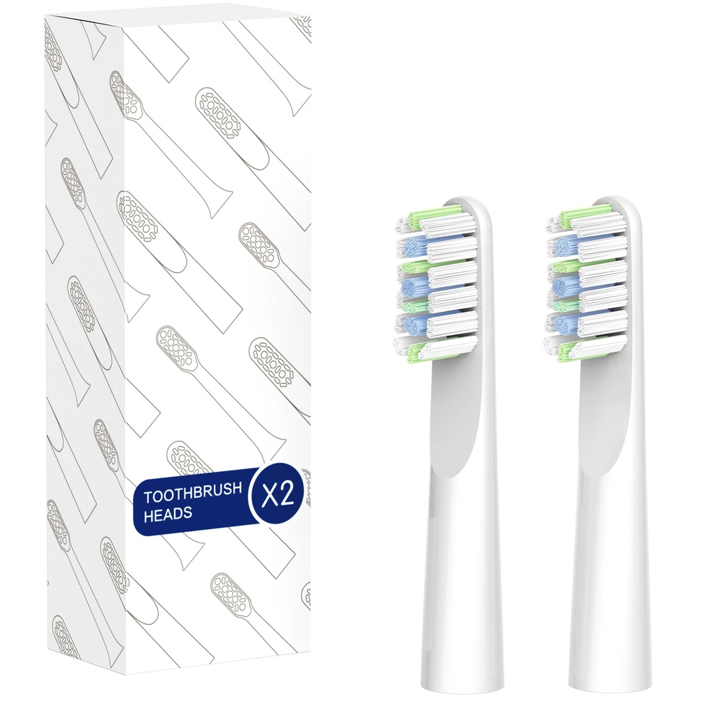 Replacement Electric Toothbrush Heads Eco-Friendly Dupont Tynex Soft Bristles 32000 Strokes/Min Vibration Regular Size Pack of 2
