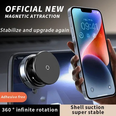 Vacuum Suction Magnetic Car Phone Holder Secure Grip One Hand Operation 360° Rotation Overcharge Protection Foreign Body Detection |K009|