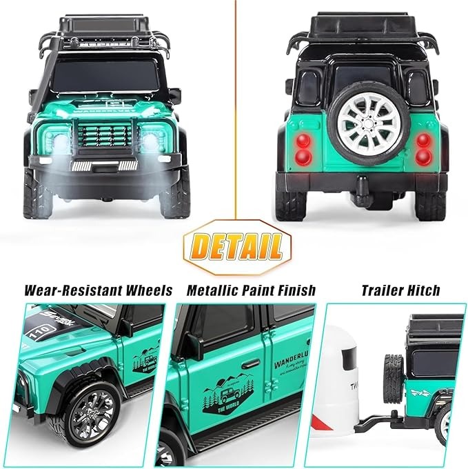 Remote Control Car High Speed Alloy RC Car with LED Headlights 2.4Ghz Frequency 60 Min Endurance 1:64 Size