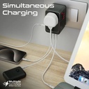 Promate 100W GaNFast™ Multi Port Travel Adapter 4 USB C PD Ports USB A QC 3.0 Worldwide Compatibility Auto Reset Fuse & Safety Protection |TripMate-Gan100|