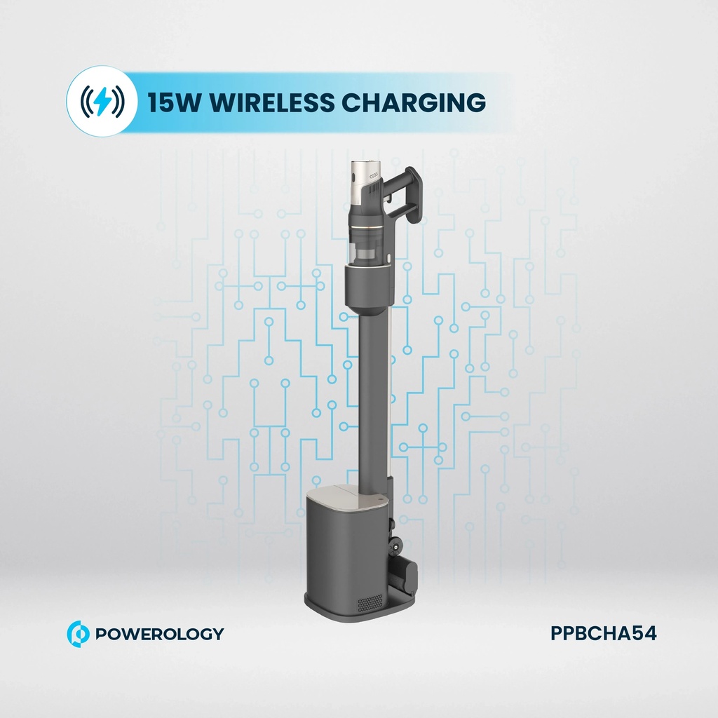 Powerology Cordless Vacuum Auto Disposal Charging 22000Pa Suction HEPA Filter 45 Min Runtime 3L Base Station |PP054||PPBCHA54|