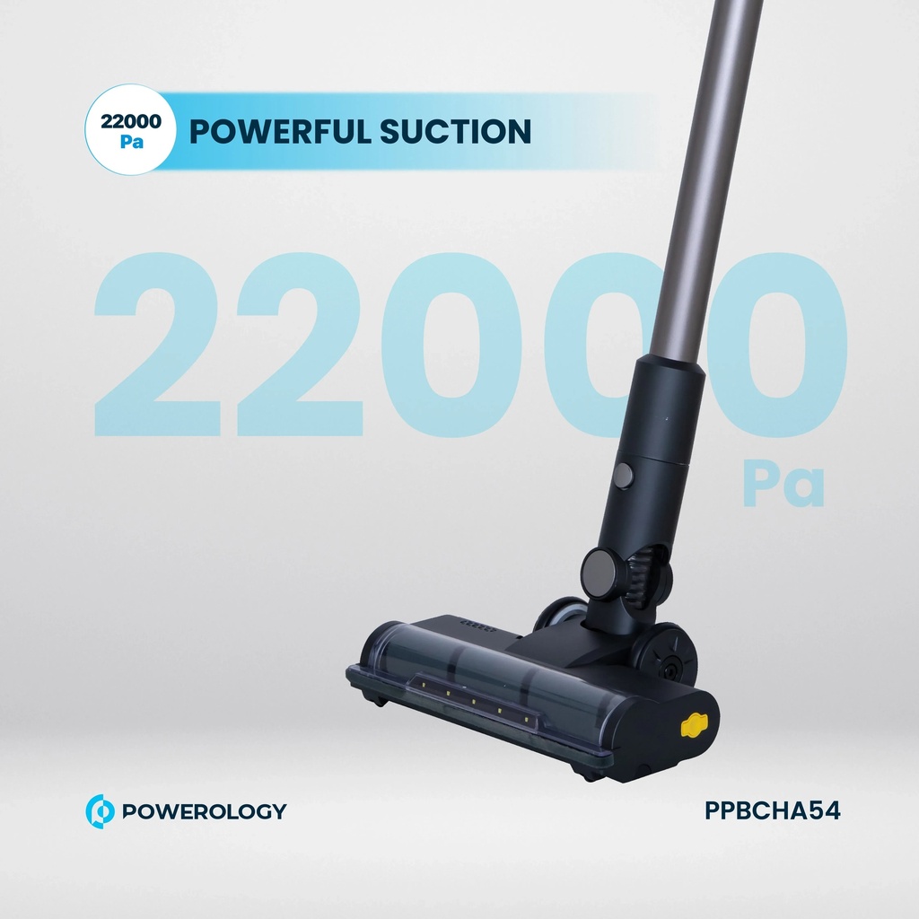 Powerology Cordless Vacuum Auto Disposal Charging 22000Pa Suction HEPA Filter 45 Min Runtime 3L Base Station |PP054||PPBCHA54|