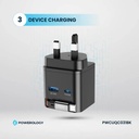 Powerology Dual Port Retractable GaN Charger 65W Fast Charging USB C & USB A Ports 3 Device Charging 75cm Retractable Cable Fireproof Design |PWC031||PWCUQC031|