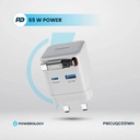 Powerology Dual Port Retractable GaN Charger 65W Fast Charging USB C & USB A Ports 3 Device Charging 75cm Retractable Cable Fireproof Design |PWC031||PWCUQC031|