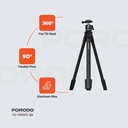 Porodo Ultra Light Aluminum Tripod 360° Rotation Telescopic Design Nano Gel Base Durable & Portable for Cameras |PD-TRPSEFE-BK|