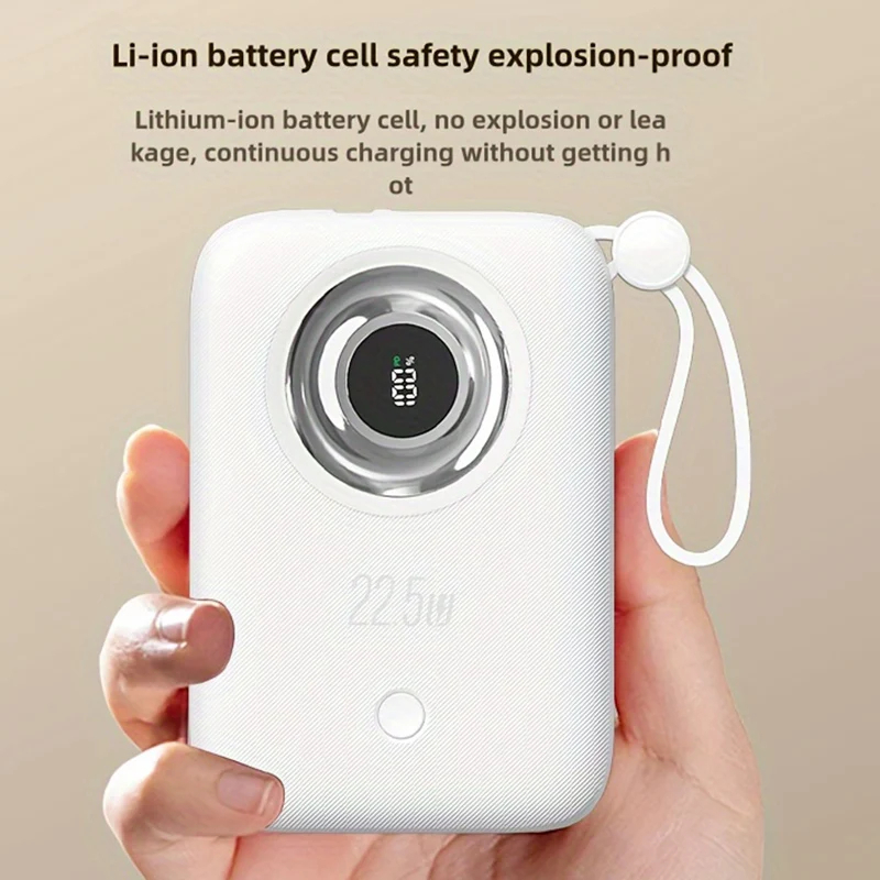 7MD 10000mAh Fast Charging Power Bank 22.5W PD20W Built in Type C & Lightning Cables LED Display Multi Device Charging |7MD2475|