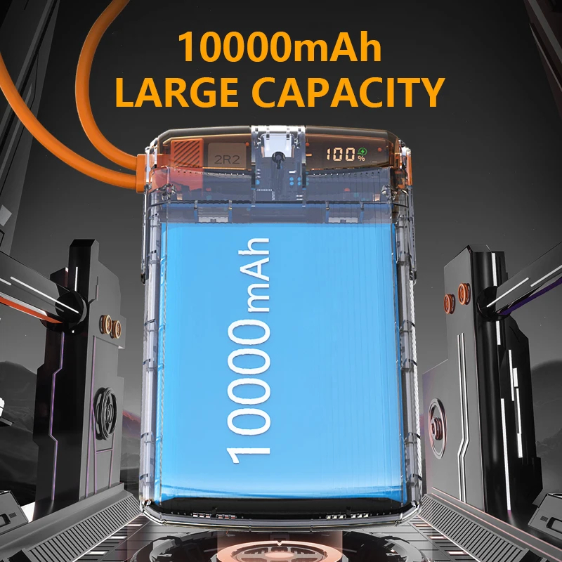 7MD 10000mAh Fast Charging Power Bank PD22.5W Built In Type C & Lightning Cables LED Display Multi Port Output |7MD2476|