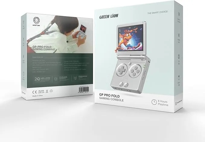 Green Lion GP Pro Fold Gaming Console 3.5” IPS Display Quad Core CPU 64GB Storage 8 Hour Battery Life HDMI Output Wi Fi & More |GL-GC9||GNGPPROFLCTP/SL|