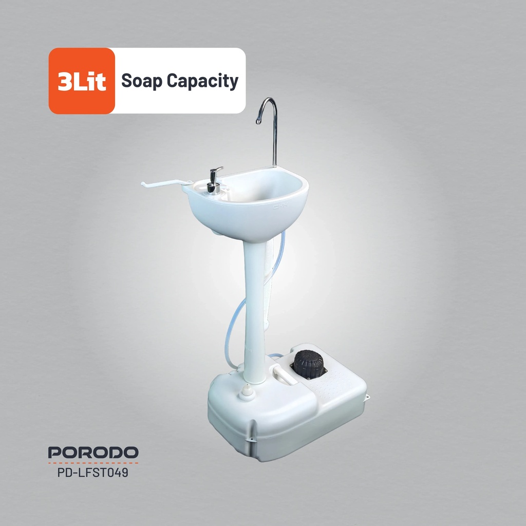 Porodo Lifestyle Portable Handwash Station 17L Water Capacity 3L Soap Tank Hands Free Foot Pump Operation |LFS049|| PD-LFST049|