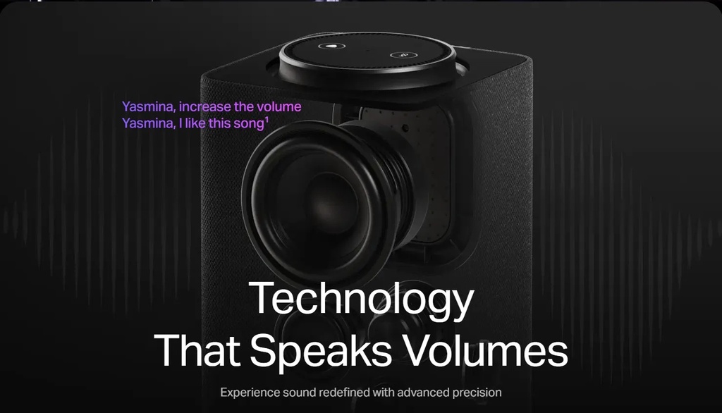 Yasmina Max Smart Speaker 65W Power 7 Microphones Dolby Audio Wi Fi Zigbee Bluetooth 5.0 Smart Home Integration and LED Lighting |Y-00053Z|