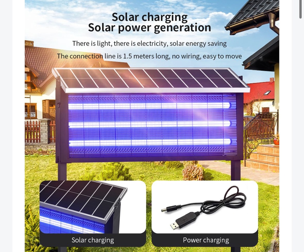 7MD Solar Powered Mosquito Killer 18W Mid Sized Rechargeable Intelligent Design Energy Conservation Durable with High Voltage Insect Elimination |7MD-916|