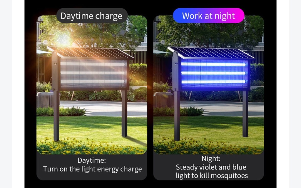 7MD Solar Powered Mosquito Killer 24W Large Sized Rechargeable Intelligent Design Energy Conservation Durable with High Voltage Insect Elimination |7MD-917|