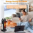 7MD Winter Heater Portable Electric PTC Heater with Adjustable Thermostat Remote Control Overheat & Tip Over Protection