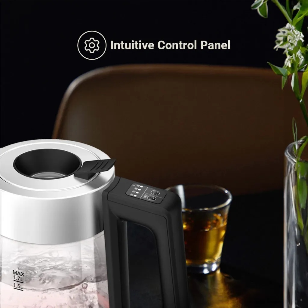 LePresso Multi Temperature Illuminated Glass Kettle 1.7L 50 to 100°C Temp Control Boil Dry Protection Keep Warm Function Quick Heating |LP008||LPCFFM0008-BK|