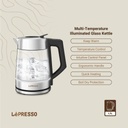 LePresso Multi Temperature Illuminated Glass Kettle 1.7L 50 to 100°C Temp Control Boil Dry Protection Keep Warm Function Quick Heating |LP008||LPCFFM0008-BK|