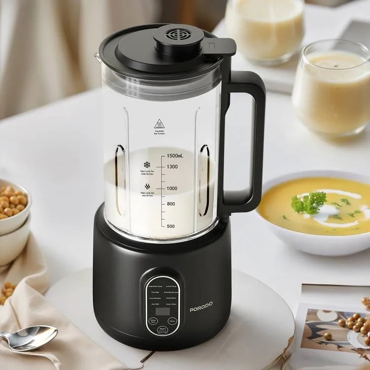 Porodo Lifestyle Nut Milk Maker 600W 1.5L Advanced Thermal Jar Auto Clean Dual Mode Blending |LFS059||PD-LFST059-BK|