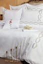 Glinens Infinity Egyptian Cotton Bed Set 100% Percale 400 Thread Count Embroidered Duvet Cover Set Durable & Soft Touch Comfort - Gray
