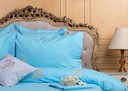 Glinens Sea Moss Egyptian Cotton Bed Set 100% Percale 400 Thread Count Embroidered Duvet Cover Set Durable & Soft Touch Comfort - Blue