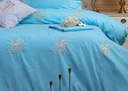 Glinens Sea Moss Egyptian Cotton Bed Set 100% Percale 400 Thread Count Embroidered Duvet Cover Set Durable & Soft Touch Comfort - Blue