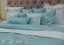 Glinens Infinity Rose Egyptian Cotton Bed Set 100% Sateen 400 Thread Count Embroidered Duvet Cover Set Durable & Soft Touch Comfort